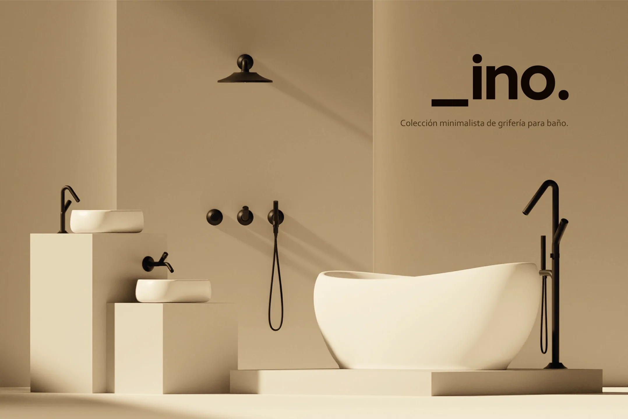 Render de producto para la grifería de baño minimalista de la serie Ino